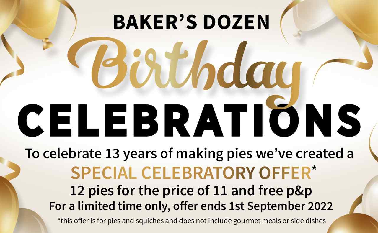 Bakers dozen 13th birthday celebratory offer, Buy 12 for the price of 11 and free delivery