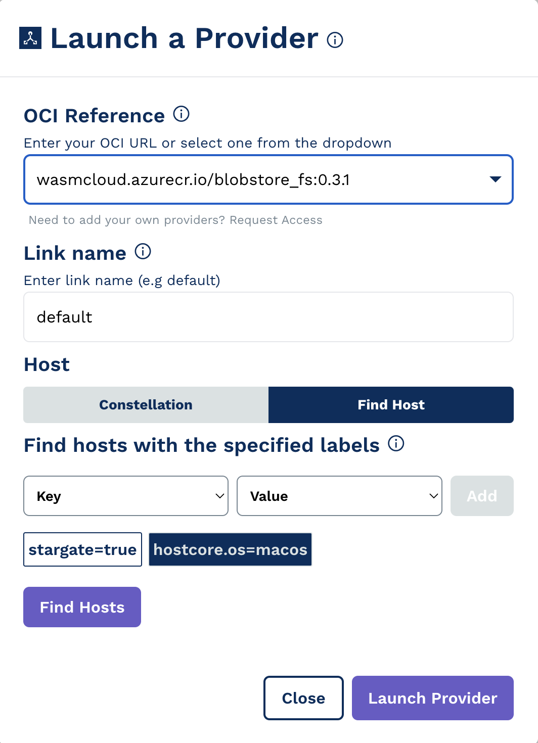 Using Labels to query for a specific host