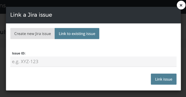 Screenshot of Feature Upvote's 'Link to existing Jira issue'