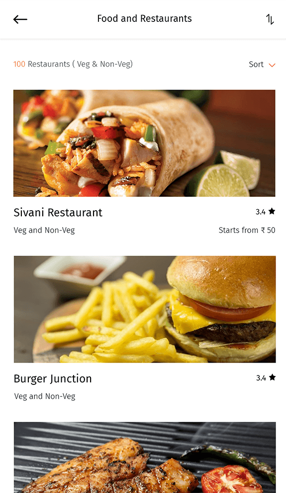Restaurant management app screen