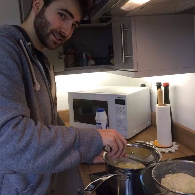 Giorgio hand-making mozzarella cheese