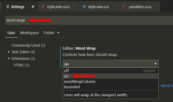 Visual Studio Code Word Wrap