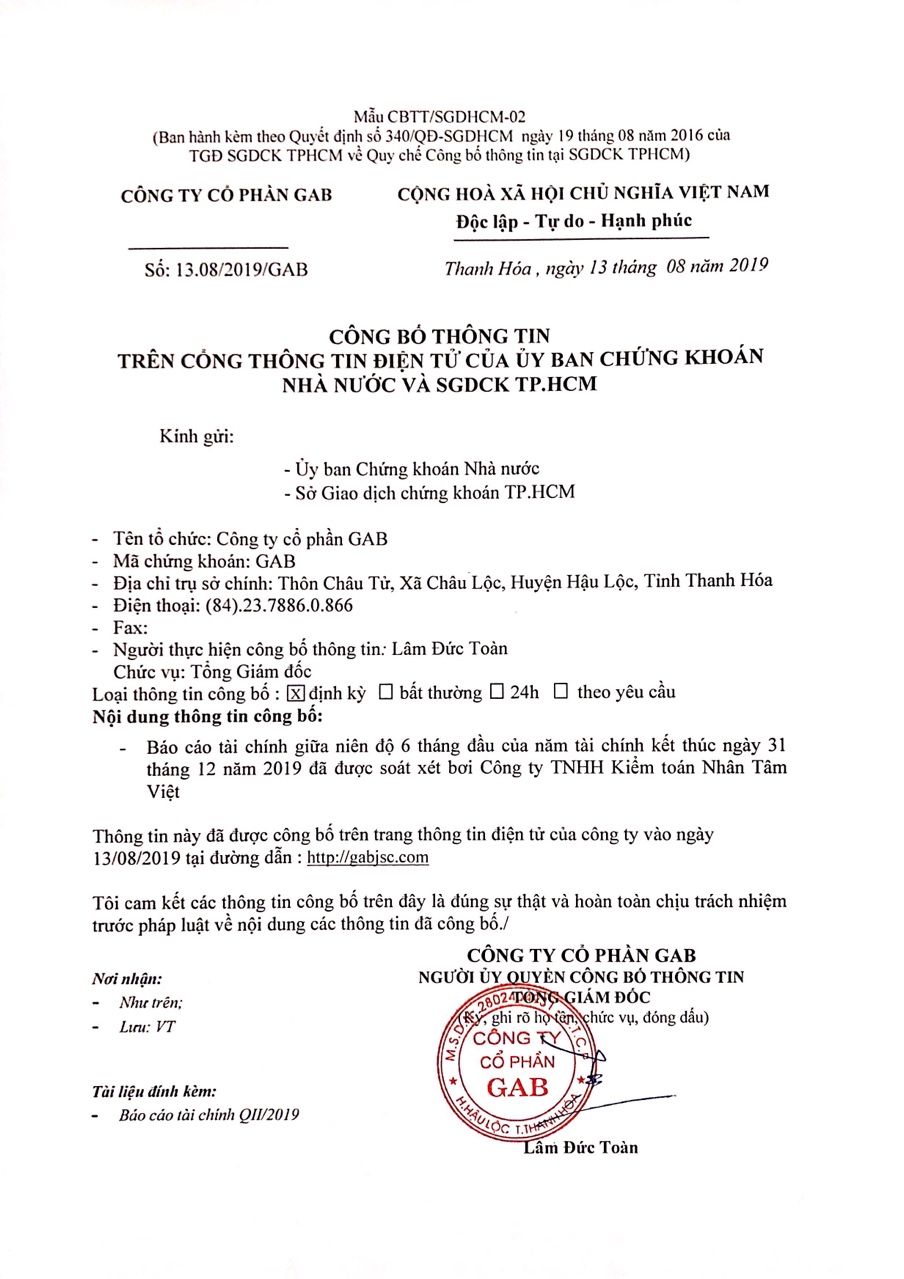 Báo cáo tài chính bán niên soát xét