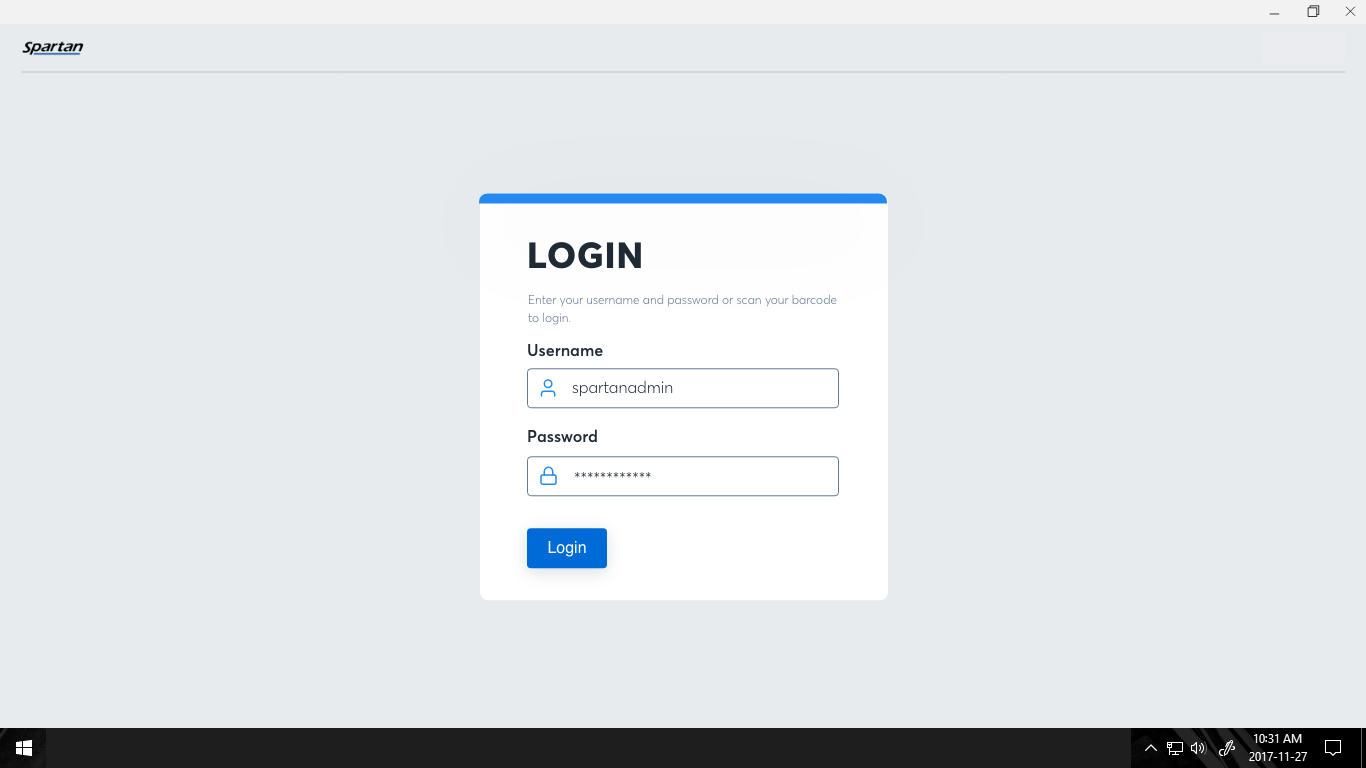 Login screen