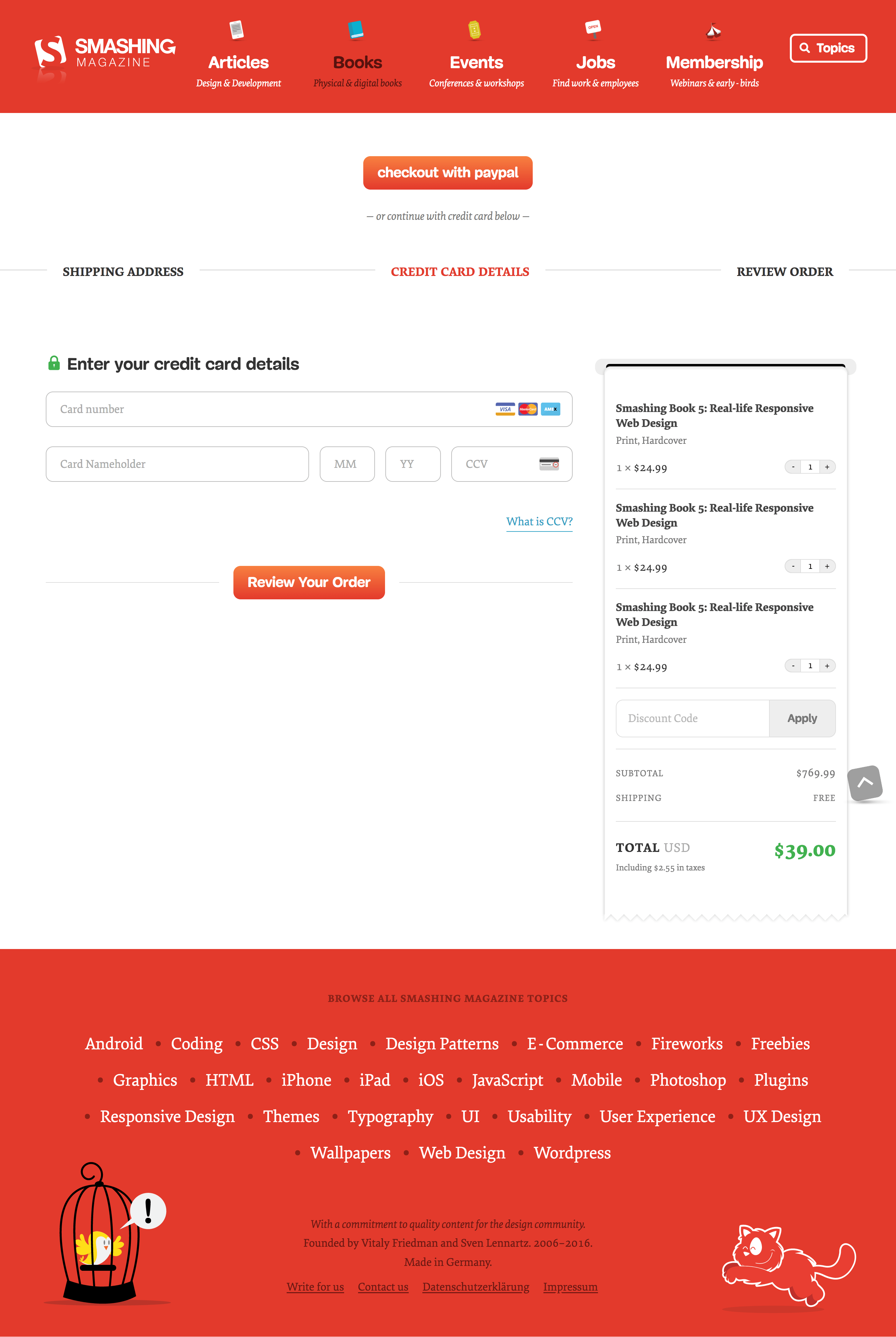 The Smashing Magazine Checkout