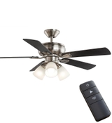 image Riley 44 in Indoor LED Brushed Nickel Ceiling Fan with Light Kit 5 QuickInstall Reversible Blades an