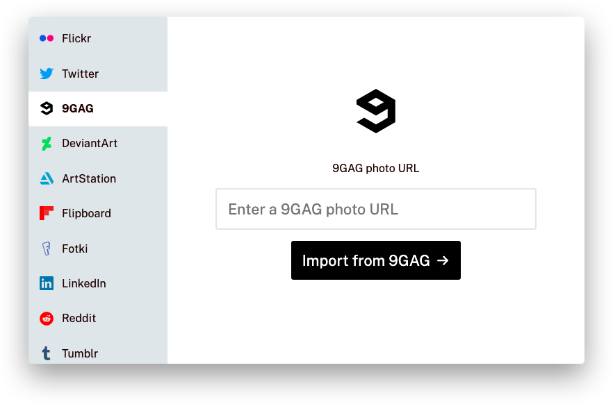 Screenshot of the 9GAG service