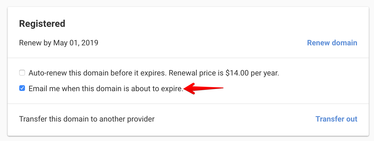 Disable Expiration Notifications Link