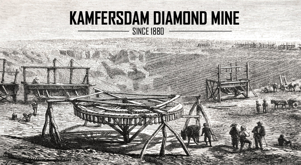 Kamfersdam Diamond Mine Wood Etching
