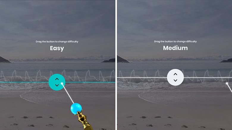 Image of how a user selects a meditation difficulty level in Healium app.