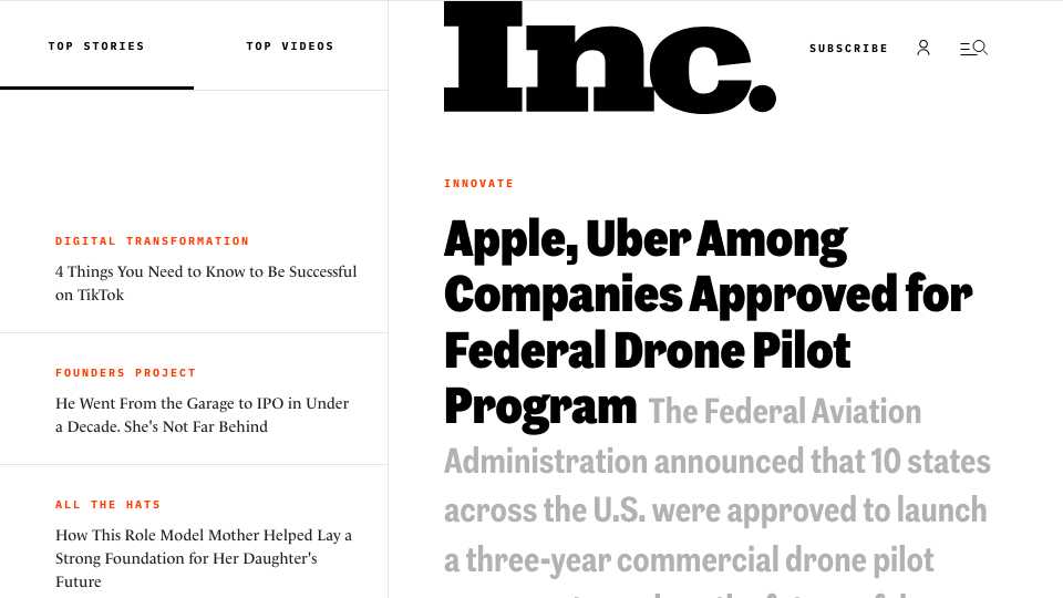 Apple, Uber Among Companies Approved for Federal Drone Pilot Program