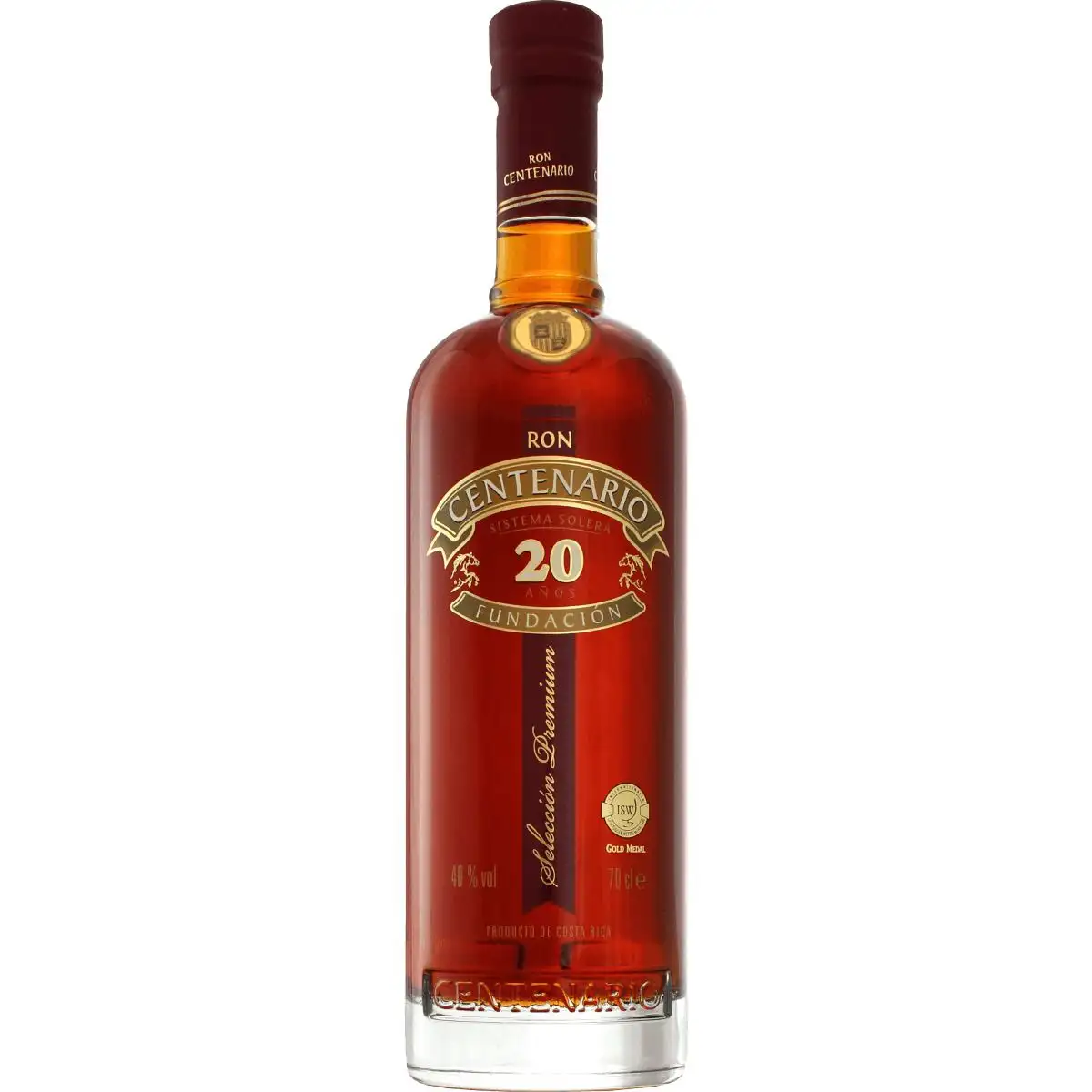 Image of the front of the bottle of the rum Centenario Fundación 20 Años Reserva Especial