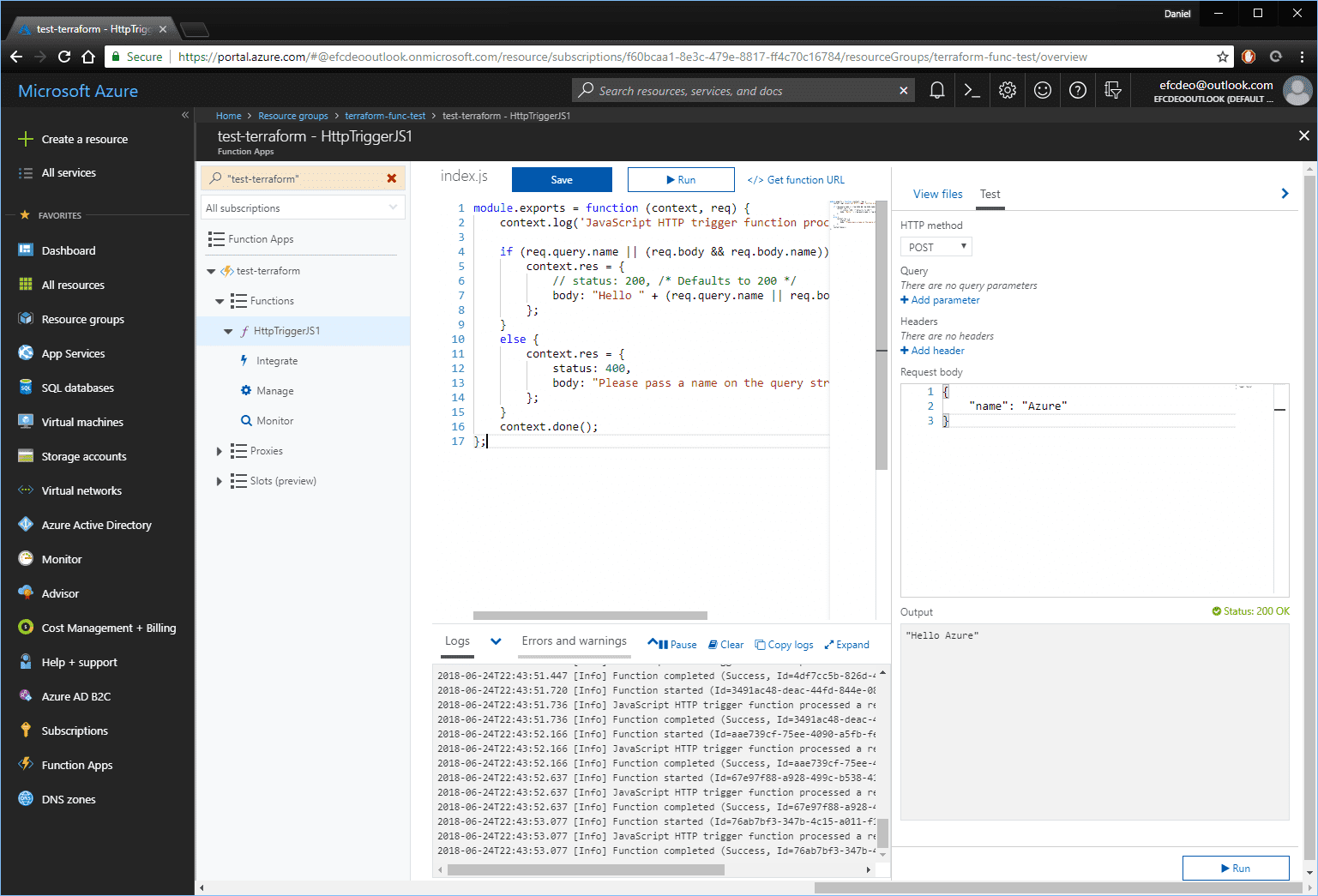 Creating Azure Functions with Terraform | Oliver Coding