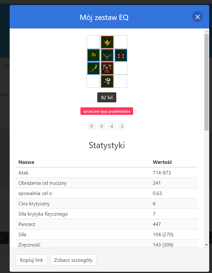 Right click the item to add it to your virtual EQ and see stats summary