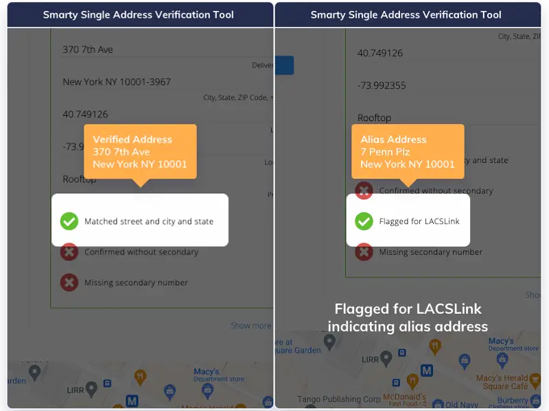 Verified address and verified alias address