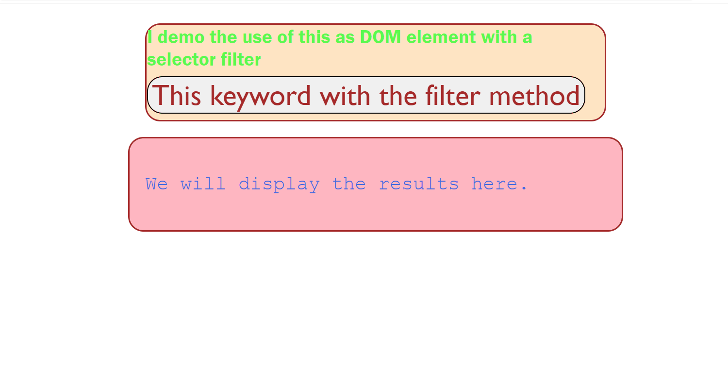 'this' keyword inside the callback to the 'filter' method