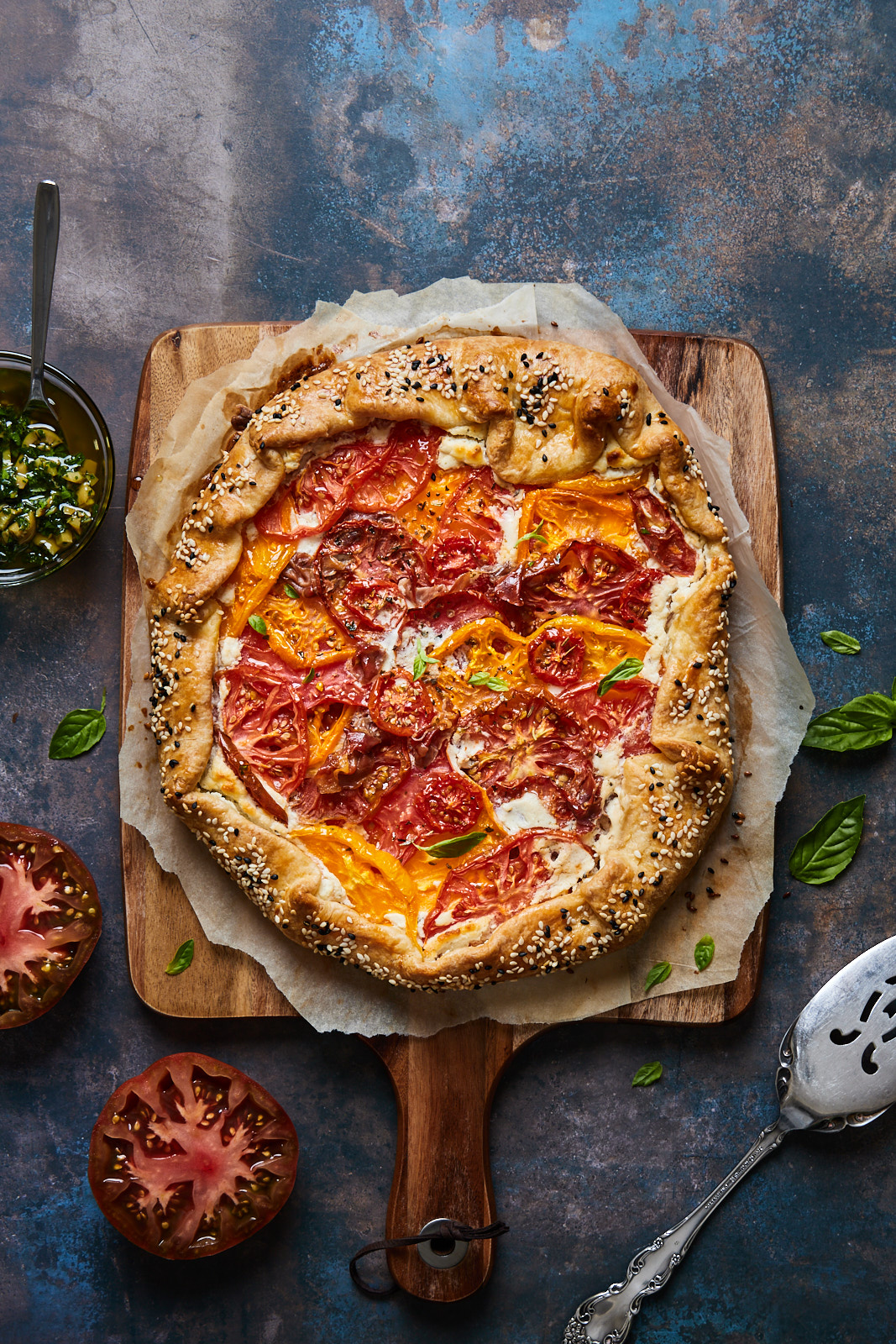 Tomato Feta Galette With Prosciutto | Olive & Mango