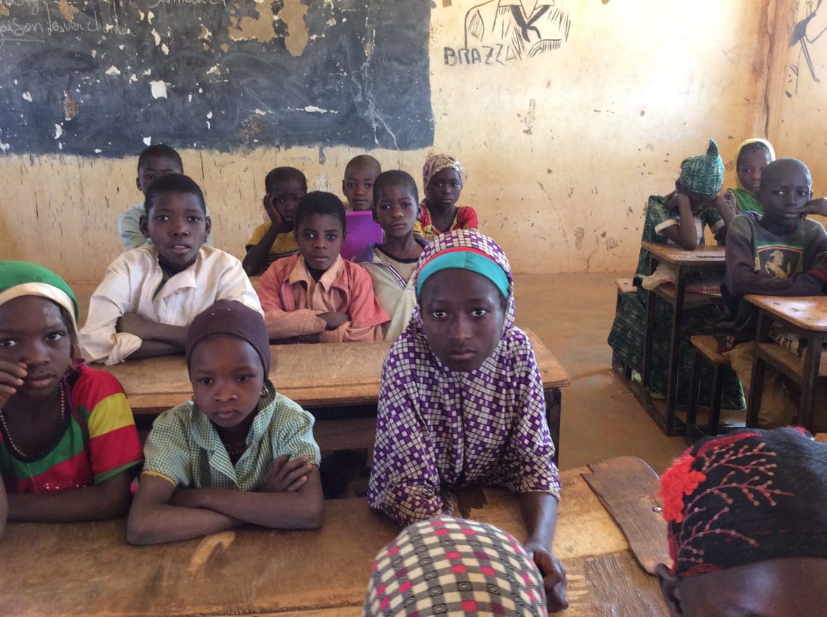 9-year-old Nigerian girl Bachara in her classroom