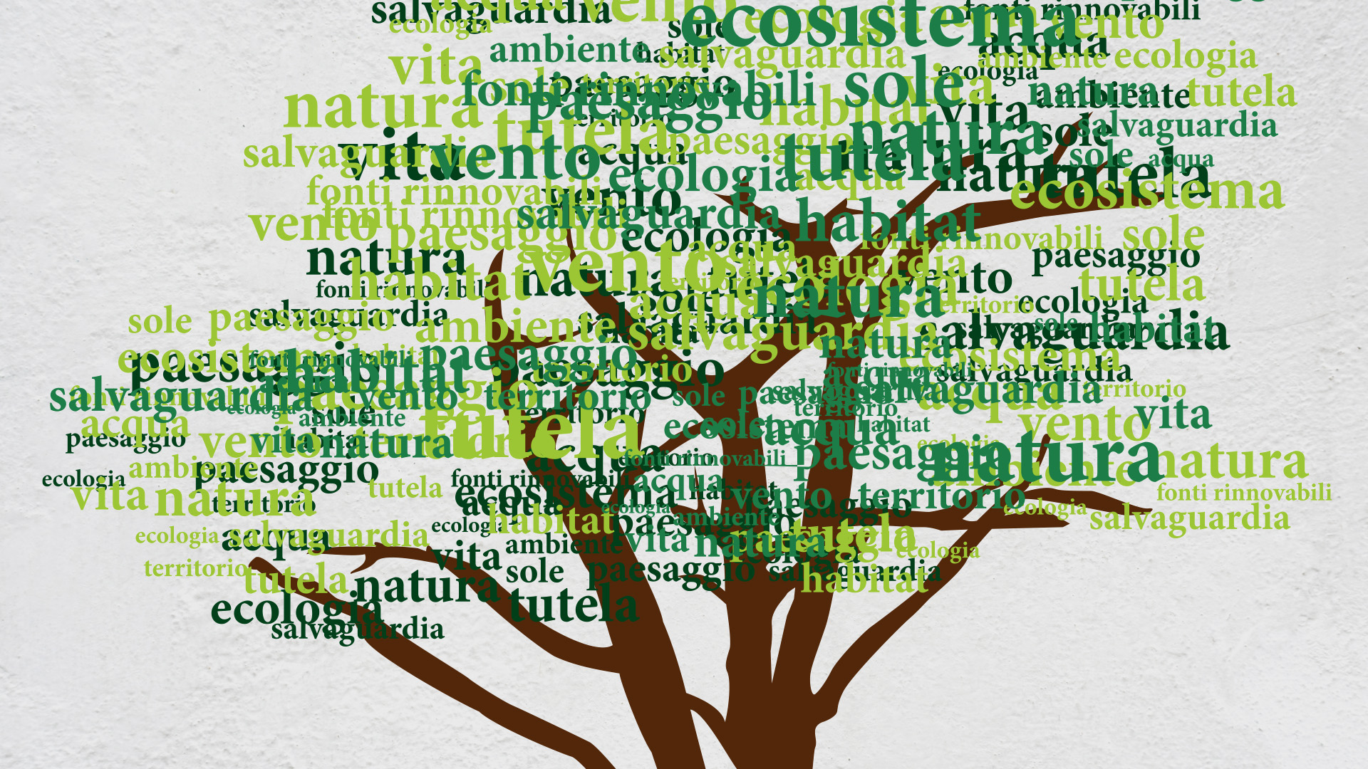 Dettaglio per main banner del artworks lettering calligramma rappresentante un albero a tema ecologico.