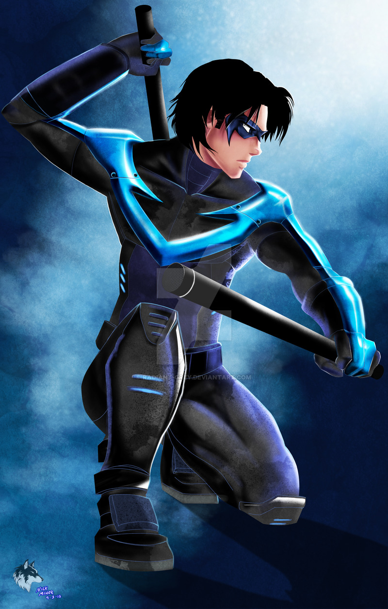 Nightwing portrait with his batons