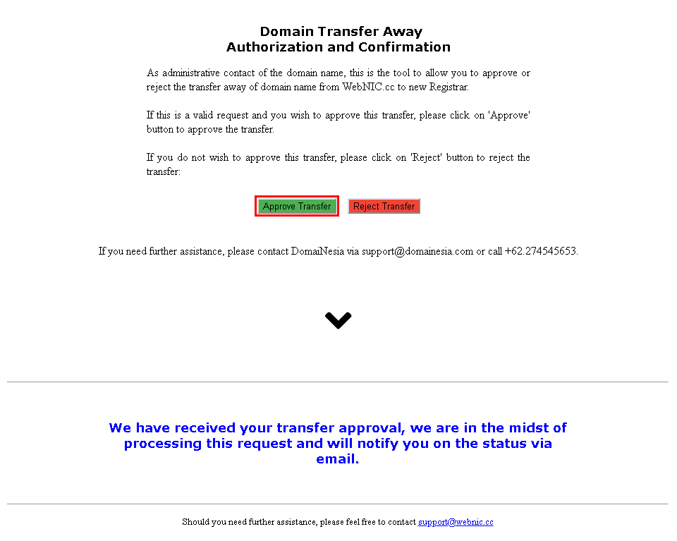 Menerima transfer domain