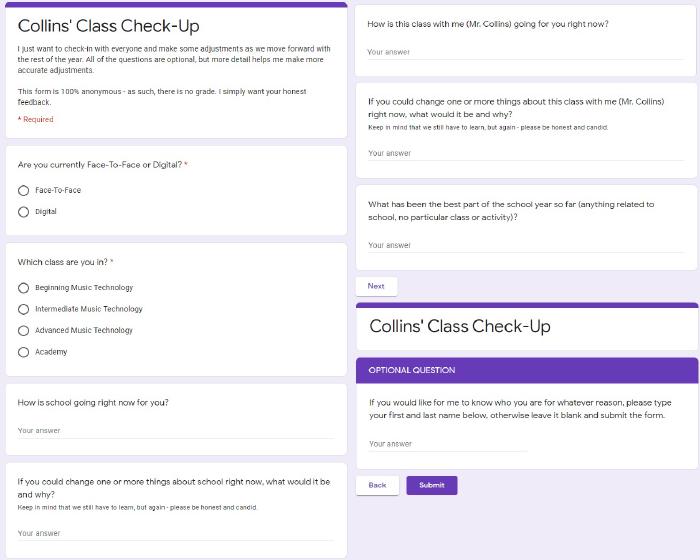 Google Forms are great for quick surveys that can collect a lot of information.