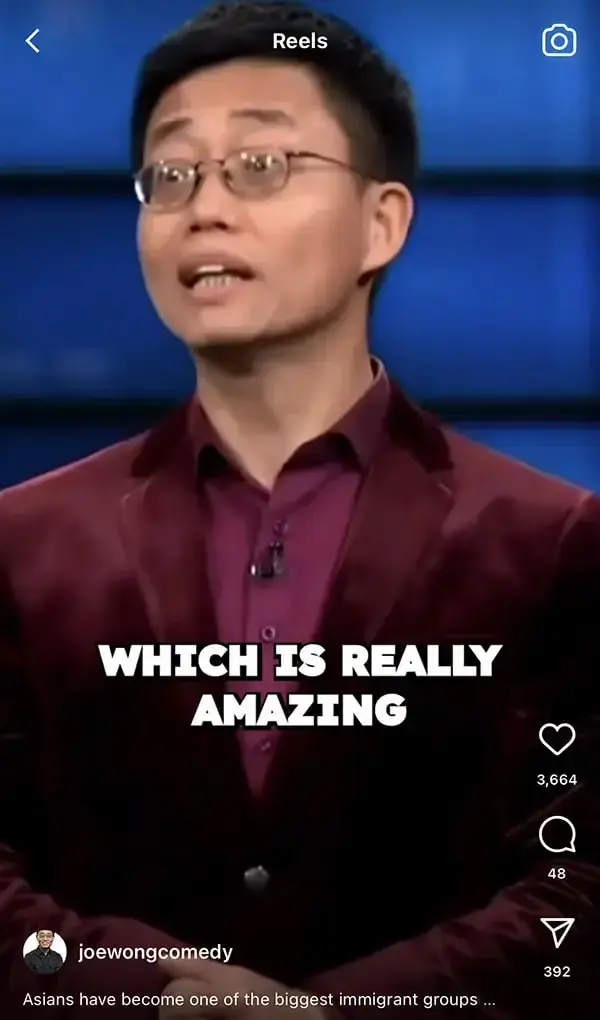 TikTok or Instagram reel by joewongcomedy with 3,664 likes, 48 comments, and 392 reposts.