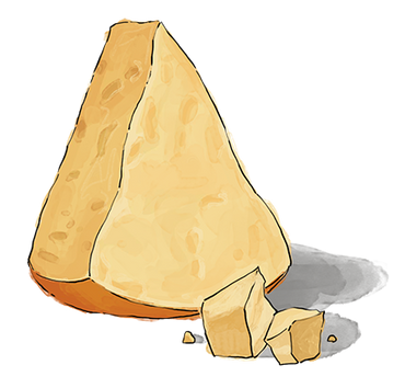 Illustration of a triangle of hard cheese