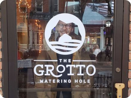 The Grotto Window Signage