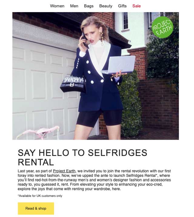Newsletter Ideas - Selfridges
