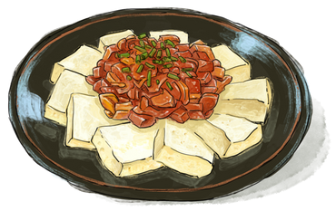 Illustration of a Bowl of Kimchi Tofu