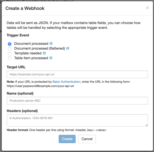 Name your webhooks and add custom headers