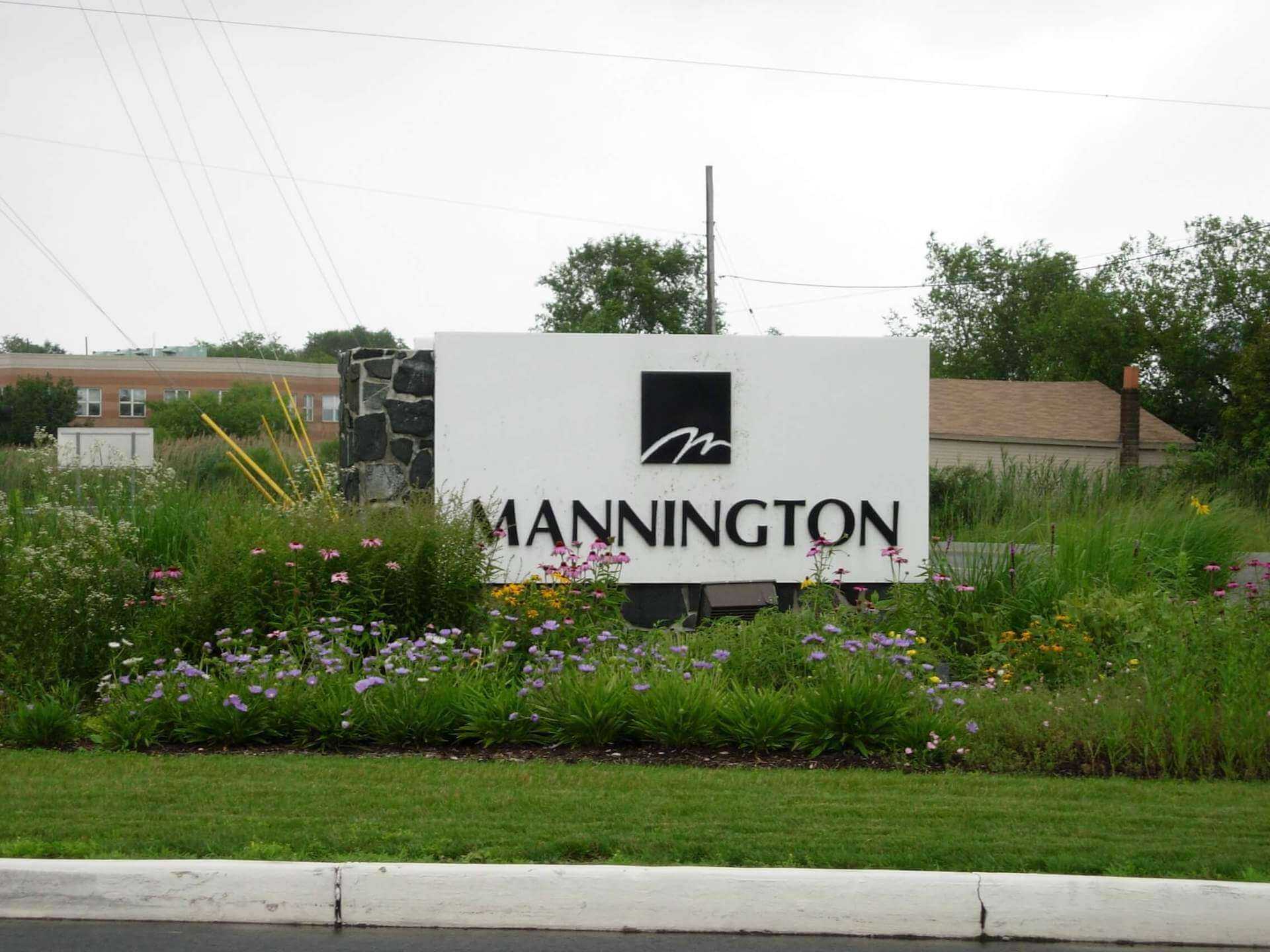 mannington mills sign next to street