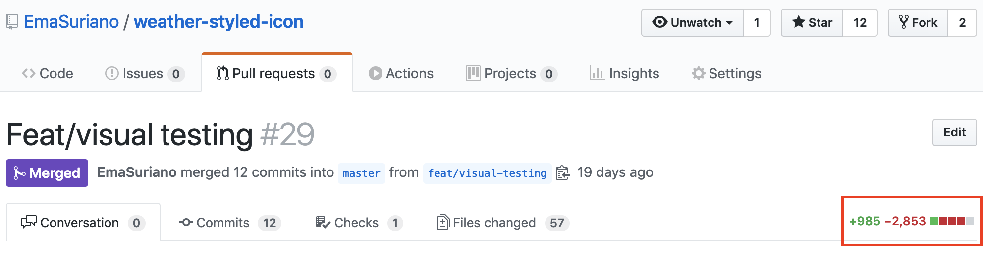 Visual testing lines diff weather-styled-icon