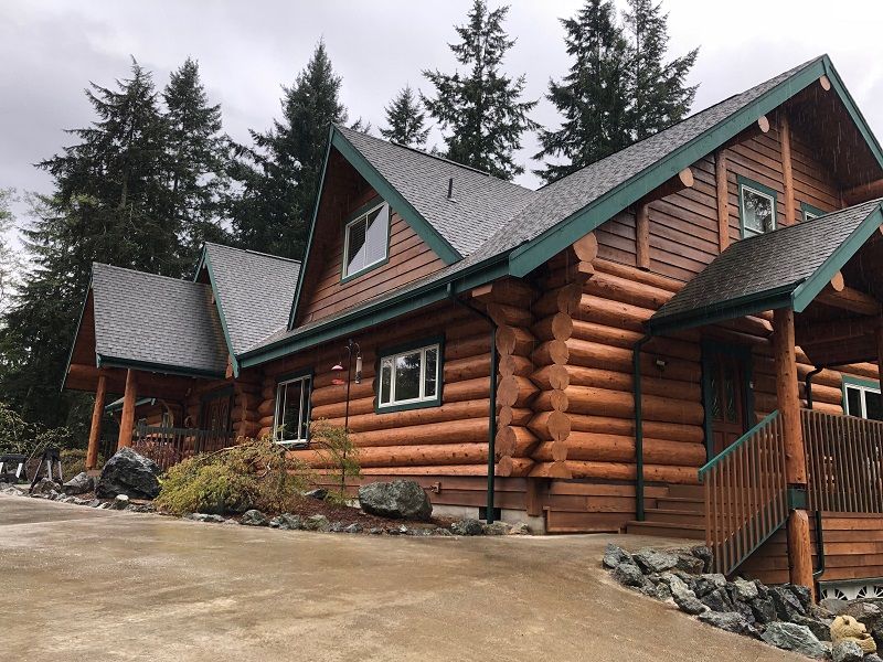 cabin with new gutters