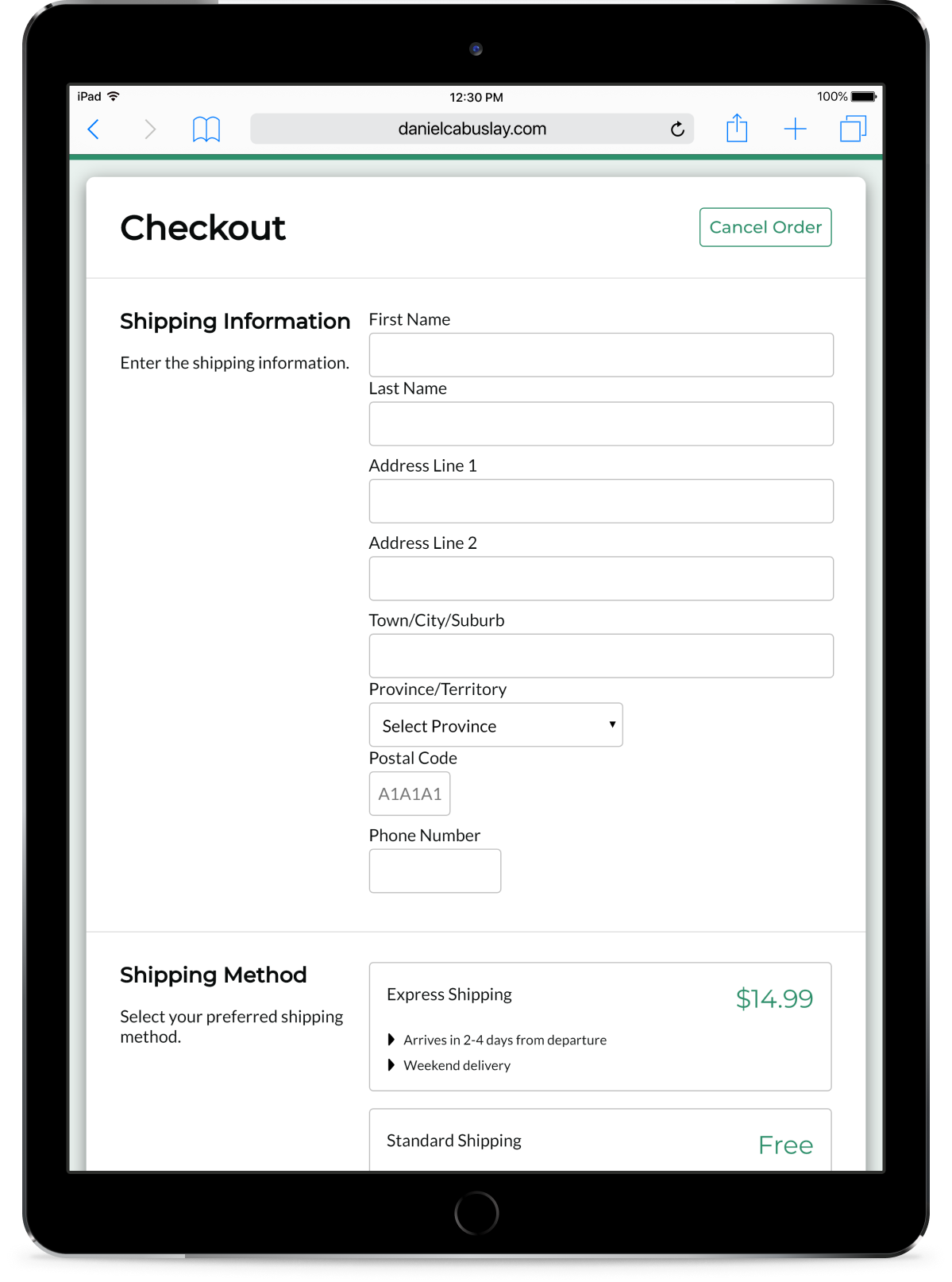 Image of a challenge on a tablet